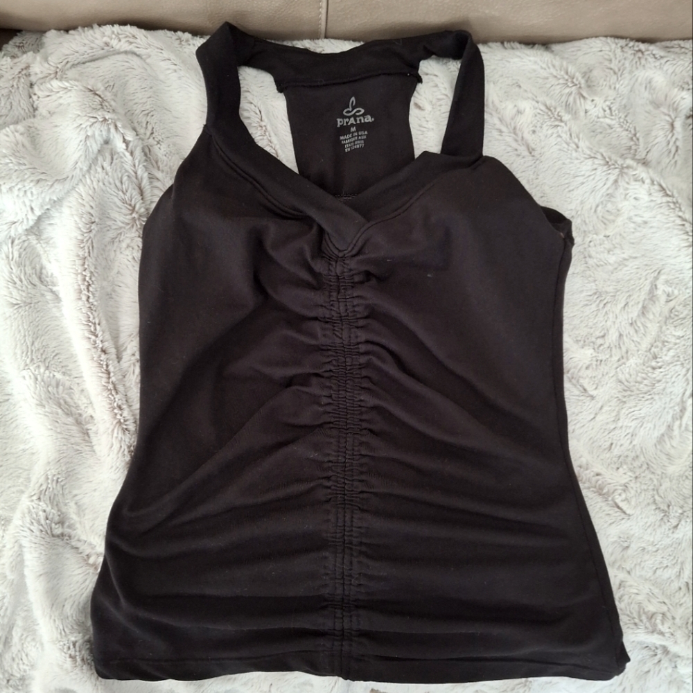 - Prana black Tankini Top Women's built in bra blue swim size.medium